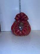 International Bazaar HandBag Satchel Purse Style Ceramic Cookie Jar Canister Red