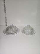 Round Clear Cut Glass Covered Butter Dish