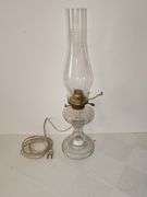 Clear glass oil lamp conversion to electric with clear glass chimney