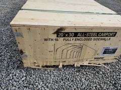 20'×30' All Steel Carport with Enclosed 10' Sidewalls