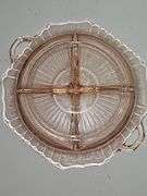 Vintage pink depression glass relish dish