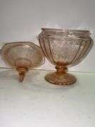 Vintage Anchor Hocking Mayfair/Open Rose pink depression glass with a lid.