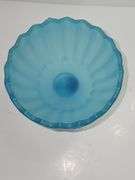 Vintage Indiana Glass frosted blue lotus blossom pedestal compote