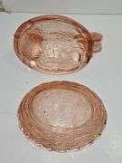 Vintage pink glass "Hen on Nest" covered dish