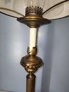 Brass lamp with Hurricane style lamp shade - electric