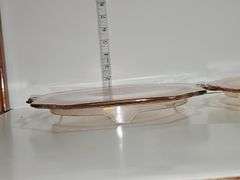 2 Vintage Anchor Hocking Mayfair "Open Rose" pink depression glass cake plates