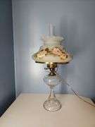 Electric conversion Oil lamp with frosted hand painted lampshade