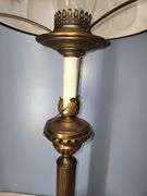 Brass lamp with Hurricane style lamp shade - electric