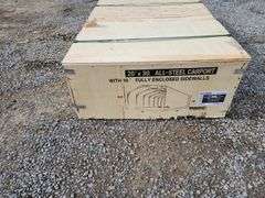 20'×30' All Steel Carport with Enclosed 10' Sidewalls