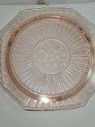 2 Vintage Anchor Hocking Mayfair "Open Rose" pink depression glass cake plates