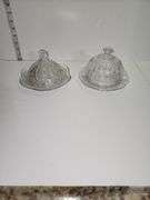 Round Clear Cut Glass Covered Butter Dish