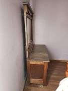 Walnut dresser with mirror and marble top