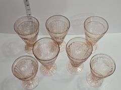 Vintage pink Depression glass iced tea tumbler - 5 (6⅝"T) & 2 (5⅜"T)