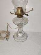 Clear glass oil lamp conversion to electric with clear glass chimney