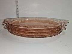 Vintage pink depression glass oval serving platter.