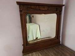Walnut dresser with mirror and marble top