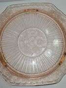 2 Vintage Anchor Hocking Mayfair "Open Rose" pink depression glass cake plates