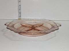 Vintage pink depression glass relish dish