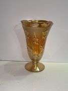 Vintage Jeannette Glass Iris and Herringbone Marigold Carnival Glass vase