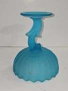 Vintage Indiana Glass frosted blue lotus blossom pedestal compote