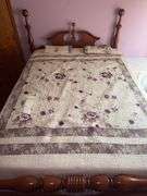 Cherry full size bed & bedding