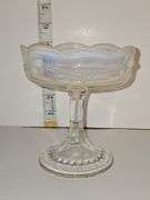 Jefferson Swag with Brackets White Opalescent Novelty Footed Jelly Compote