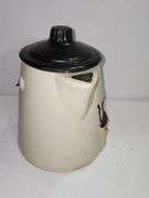 Vintage American Bisque Coffee Pot Tea Kettle Cookie Jar Wire Handle