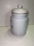 Vintage white ceramic cookie jar .
