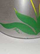 Bartlett Collins frosted glass cookie jar with a yellow tulip "Pokee" design.