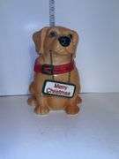 GKAO Yellow Lab Cookie Jar Dog With Hanging Merry Christmas Sign