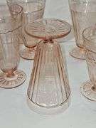 Vintage pink Depression glass iced tea tumbler - 5 (6⅝"T) & 2 (5⅜"T)