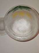 Bartlett Collins frosted glass cookie jar with a yellow tulip "Pokee" design.