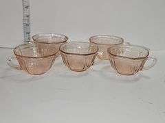 Rose pink depression glass teacups