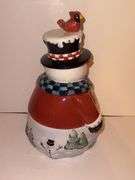 Vinrage 2003 Home Interiors Snowman Cookie Jar Cannister Cardinal Bird on Tophat