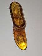 Amber Glass Shoe Slipper "S" Punt Mark L. E. Smith Glass Co.