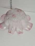 Vintage Mikasa Rosella frosted pink glass hostess bowl.