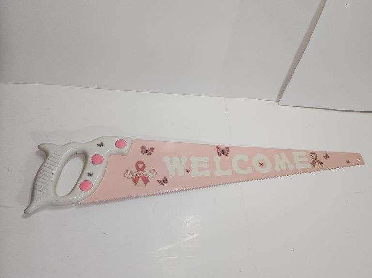 Hand Painted "Welcome" Saw