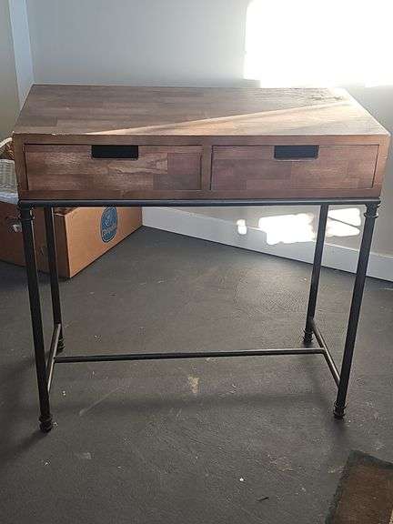 Wooden Console Table with metal base