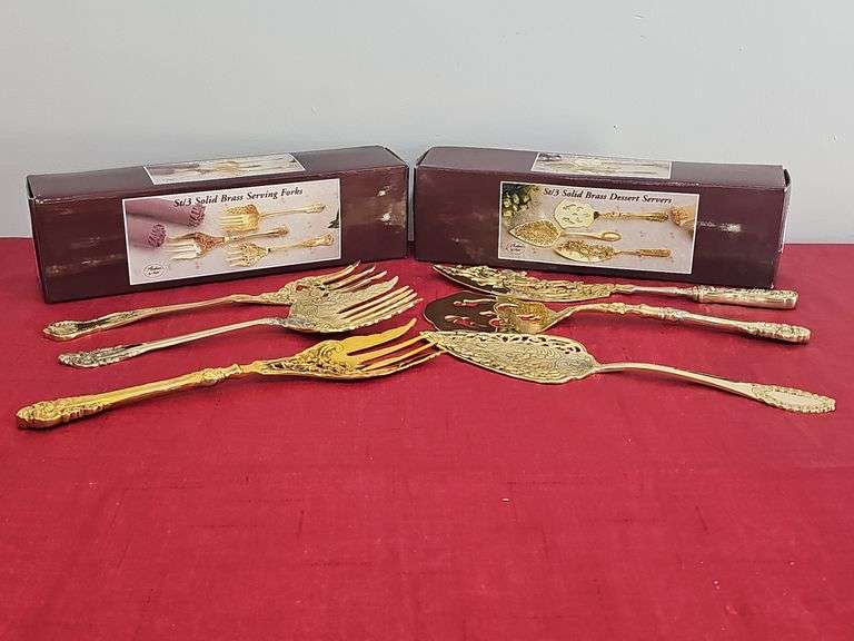Solid brass serving utensils