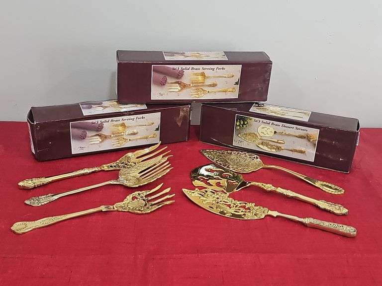 Solid brass serving utensils
