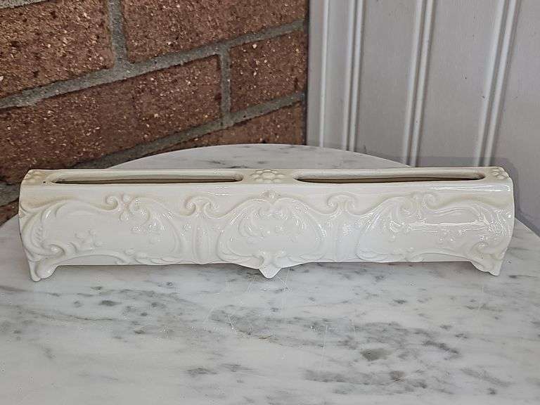 Vintage Goebel Candle Holders Long Porcelain Flower Floater Vase Germany Ivory