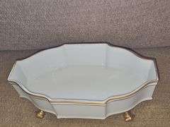 Antique Giraud Limoges France Porcelain White & Gold Footed Bowl