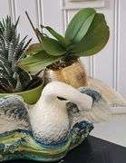 Ceramic swan planter & 3 plants