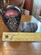 Vtg Marble Easter Egg & Jelly Fish Glass Paper Weight