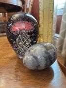 Vtg Marble Easter Egg & Jelly Fish Glass Paper Weight