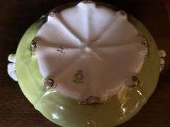 Vintage Bavaria Biscuit Hand Painted Covered Handled Serving Dish