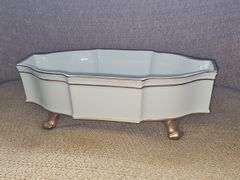 Antique Giraud Limoges France Porcelain White & Gold Footed Bowl