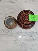 Vintage Two Tone Stoneware Crock with Lid  & small tan crock