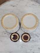 Vintage Two Tone Stoneware Crock with Lid - 2pcs