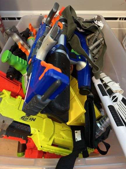 Tote of Nerf Guns & More